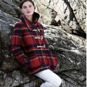 Daughters of Liberation Red Plaid Pea Coat